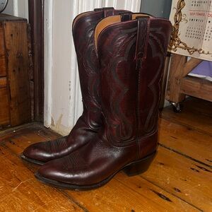 True Vintage Maroon Lucchese 2000 Real Leather Cowboy Boots